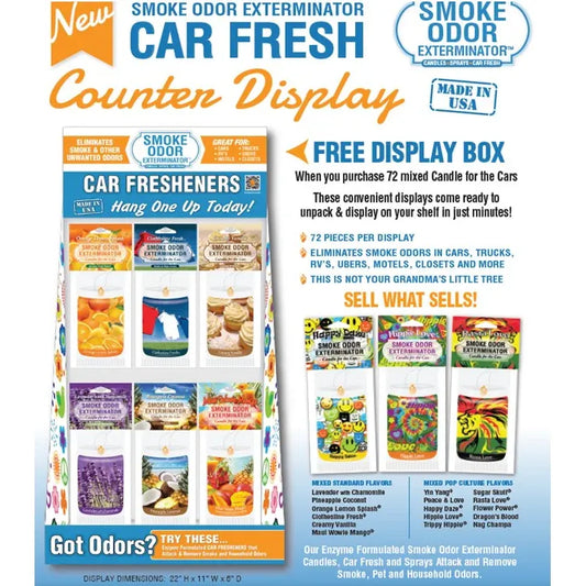 Smoke Odor Exterminator Car Air Freshener Display - Assorted Scents - 72ct