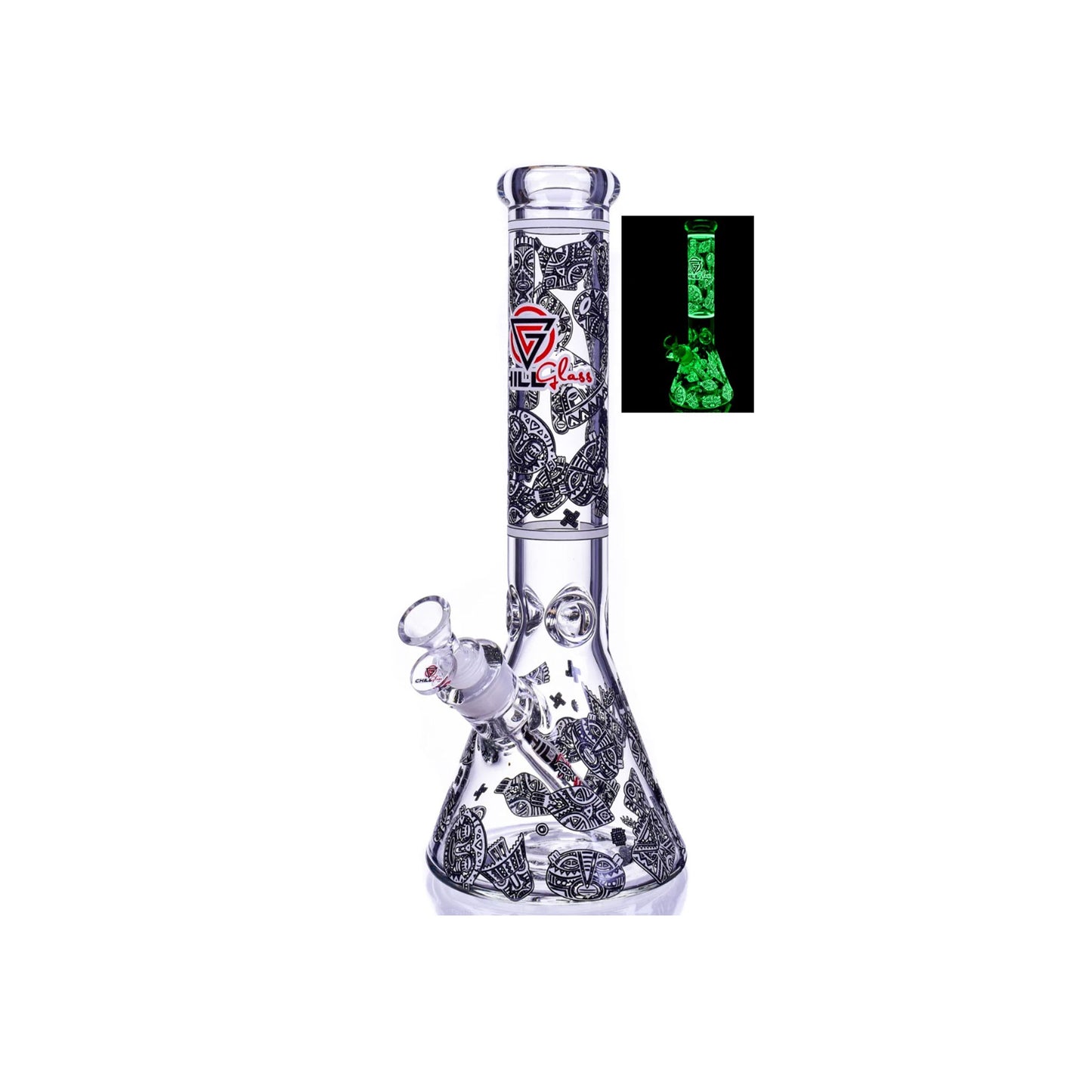 14" Chill Glass Glow In The Dark Water Pipe