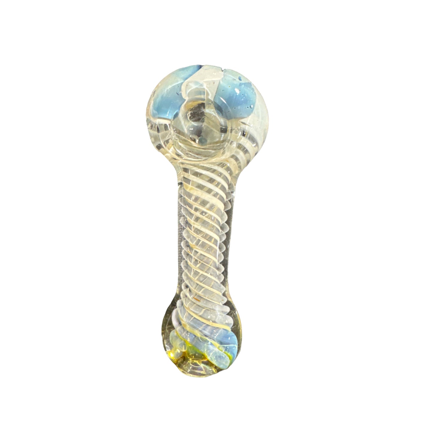 Clear Spiral Glass Hand Pipe with Blue Accents 5ct