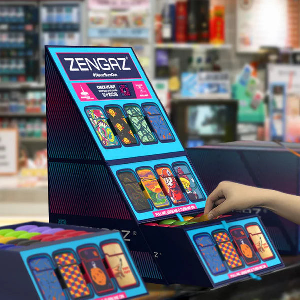 Zengaz Premium Jet Lighters Cube Display - Chip Jet - 48ct