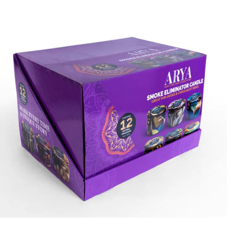 Arya Smoke Odor Eliminator Candle Display - Assorted Scents - 12ct