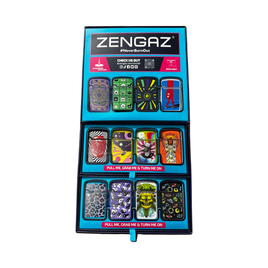 Zengaz Premium Jet Lighters Cube Display - Royal Jet - 48 ct