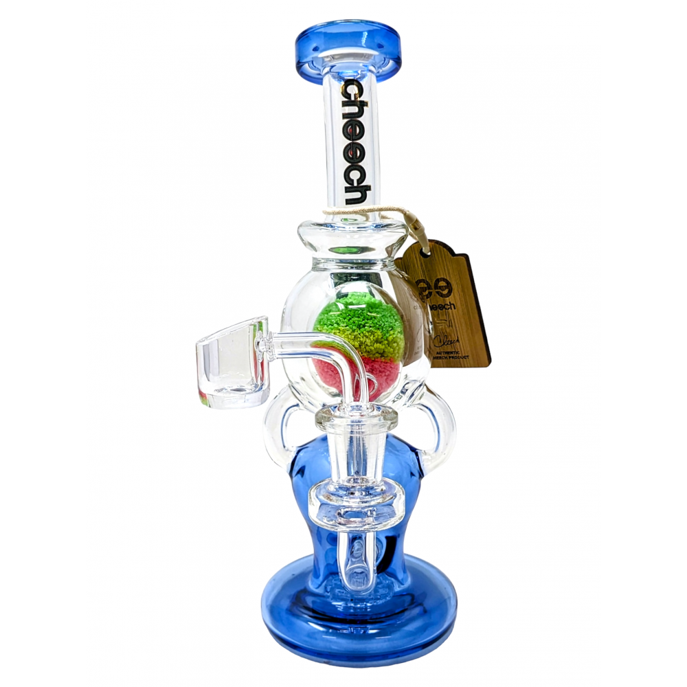 8.5" Cheech Glass - Glow In The Dark Multi Color Frit Ball Recycler
