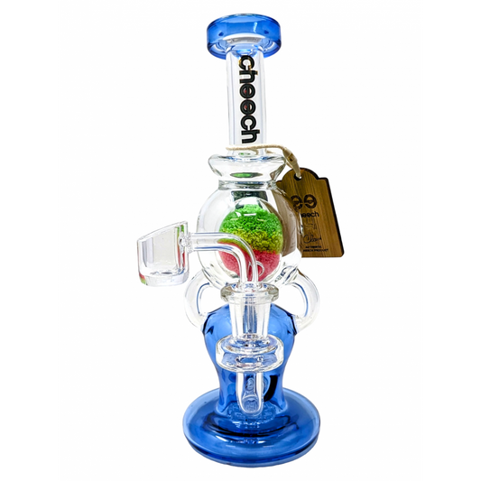8.5" Cheech Glass - Glow In The Dark Multi Color Frit Ball Recycler