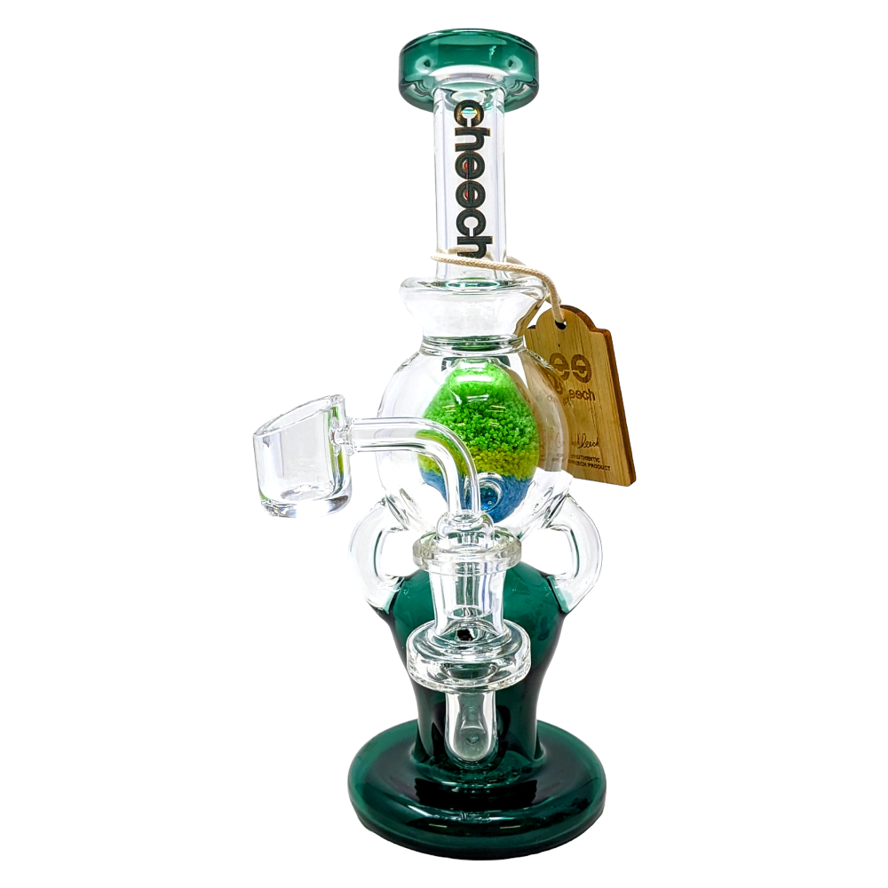 8.5" Cheech Glass - Glow In The Dark Multi Color Frit Ball Recycler