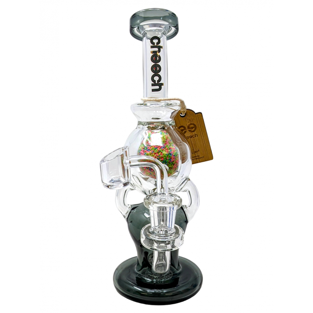 8.5" Cheech Glass - Glow In The Dark Multi Color Frit Ball Recycler