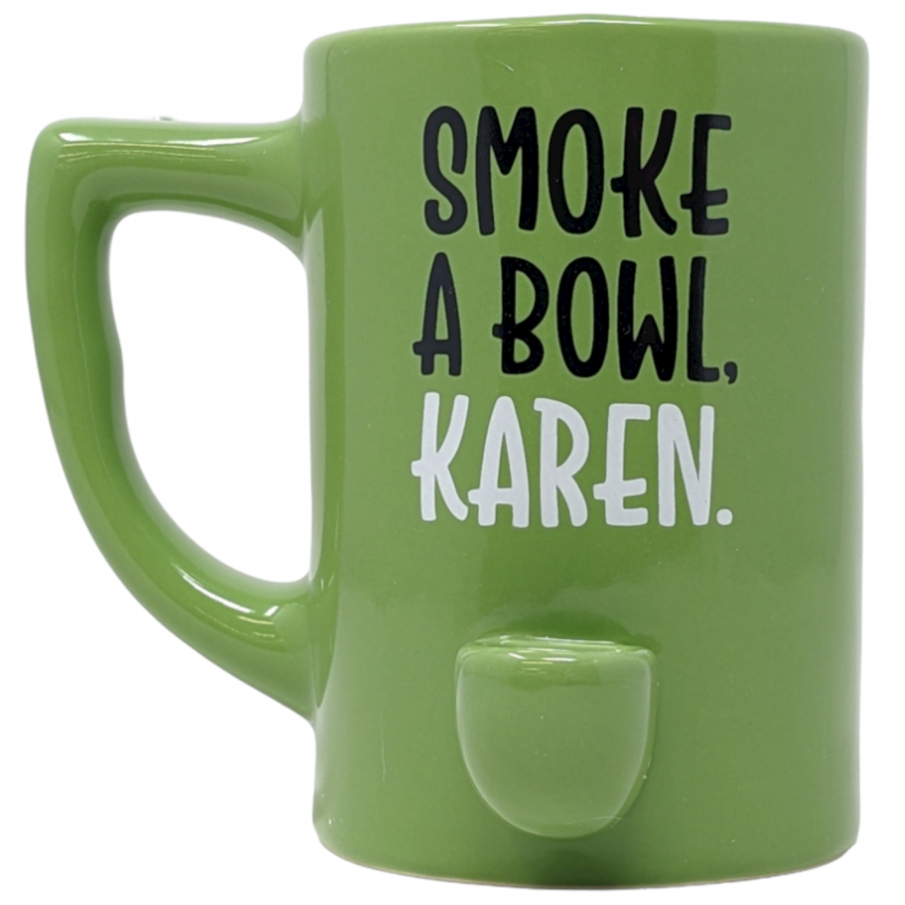 High Point Ceramic Mug Pipes - Green Smoke a Bowl Karen