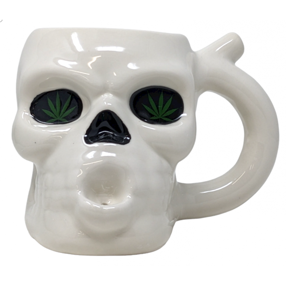 High Point Ceramic Mug Pipes - White Skull
