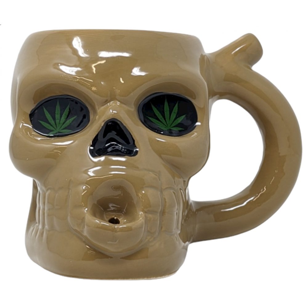 High Point Ceramic Mug Pipes - Beige Skull