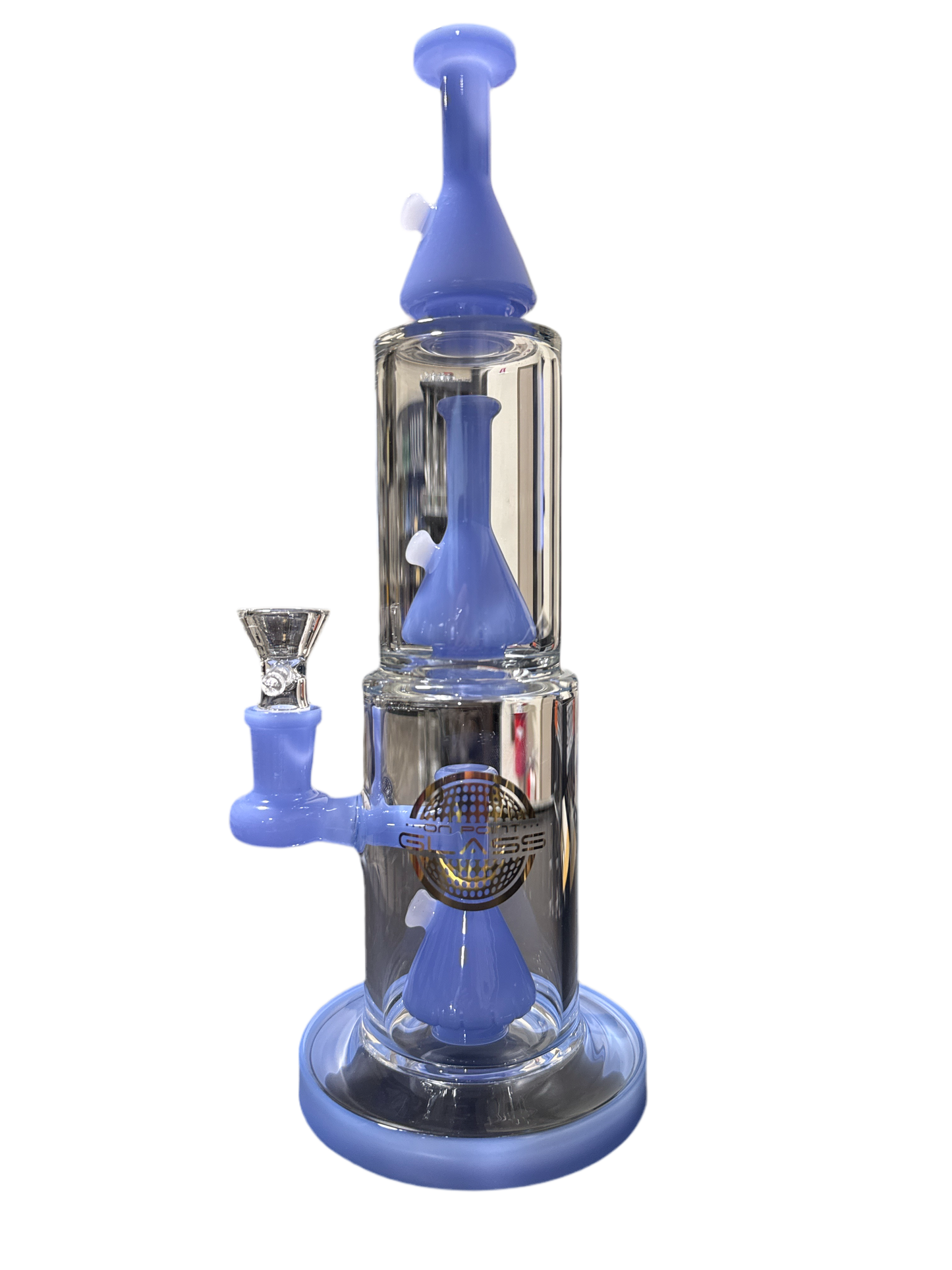 On Point Glass - 11" Twin Beaker Perc Water Pipe - HAJ2283