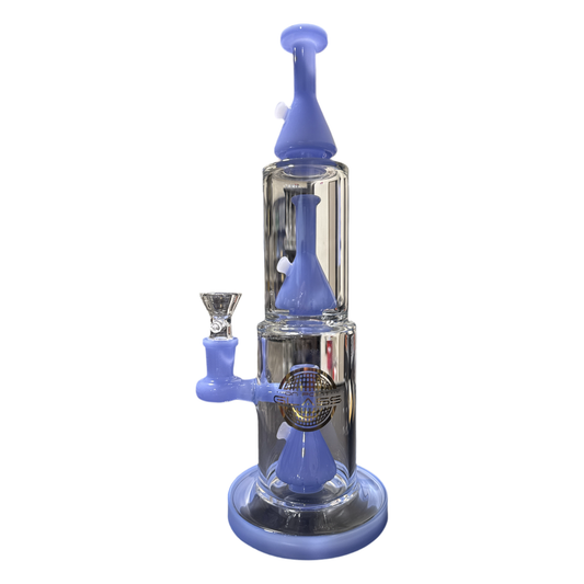 On Point Glass - 11" Twin Beaker Perc Water Pipe - HAJ2283