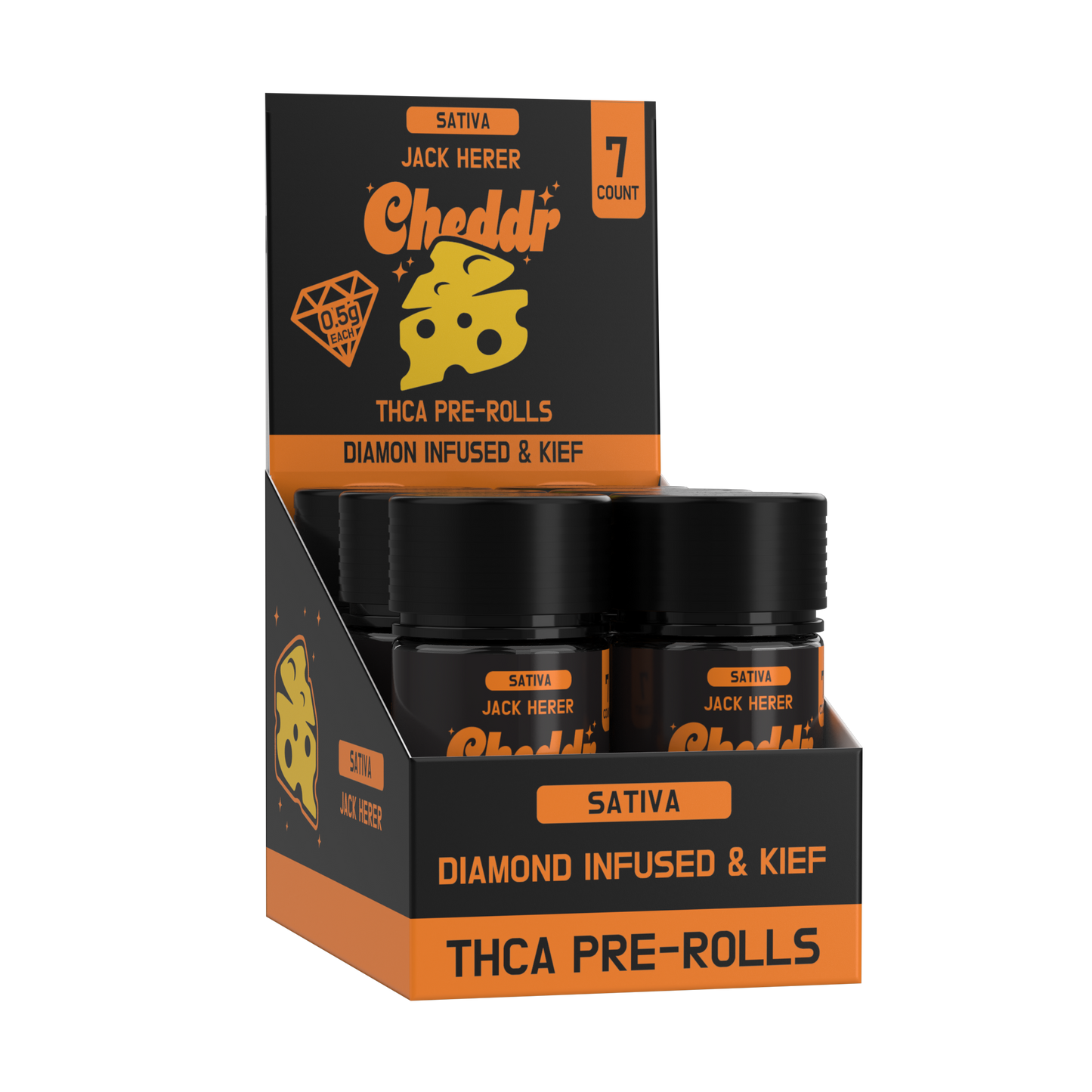 Cheddr .5g Diamond Infused & Kief Pre-Rolls | 7pk - 6ct