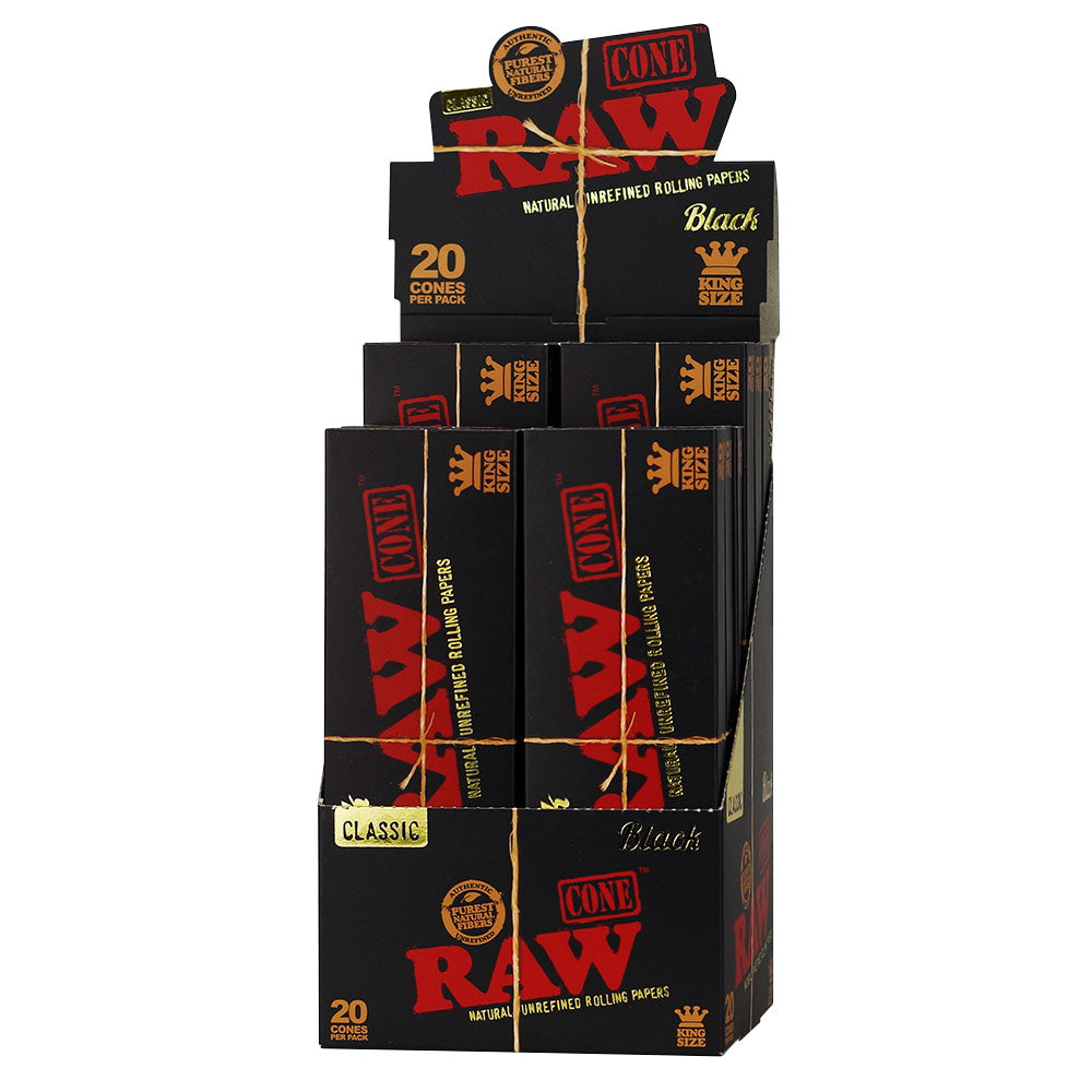 Raw - Cones - Black - King Size - 20pk - 12ct