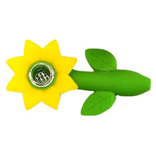 Hand Pipe - 4.5" Silicone Sunflower +