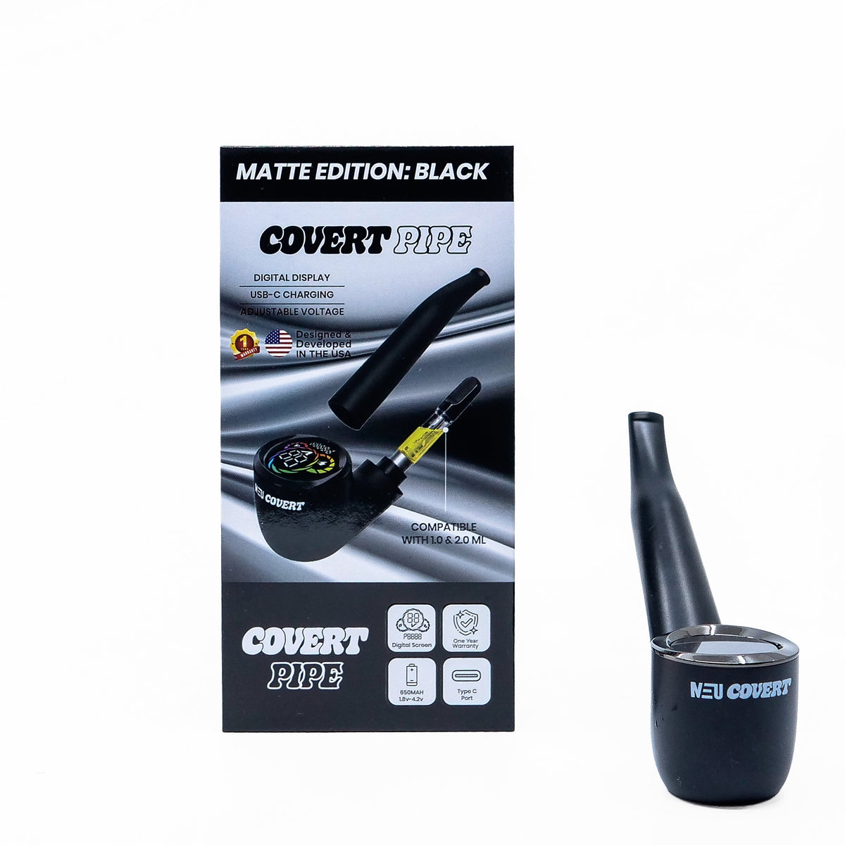 Neu Covert Pipe - 650mAh 510 Battery w/ Digital Display