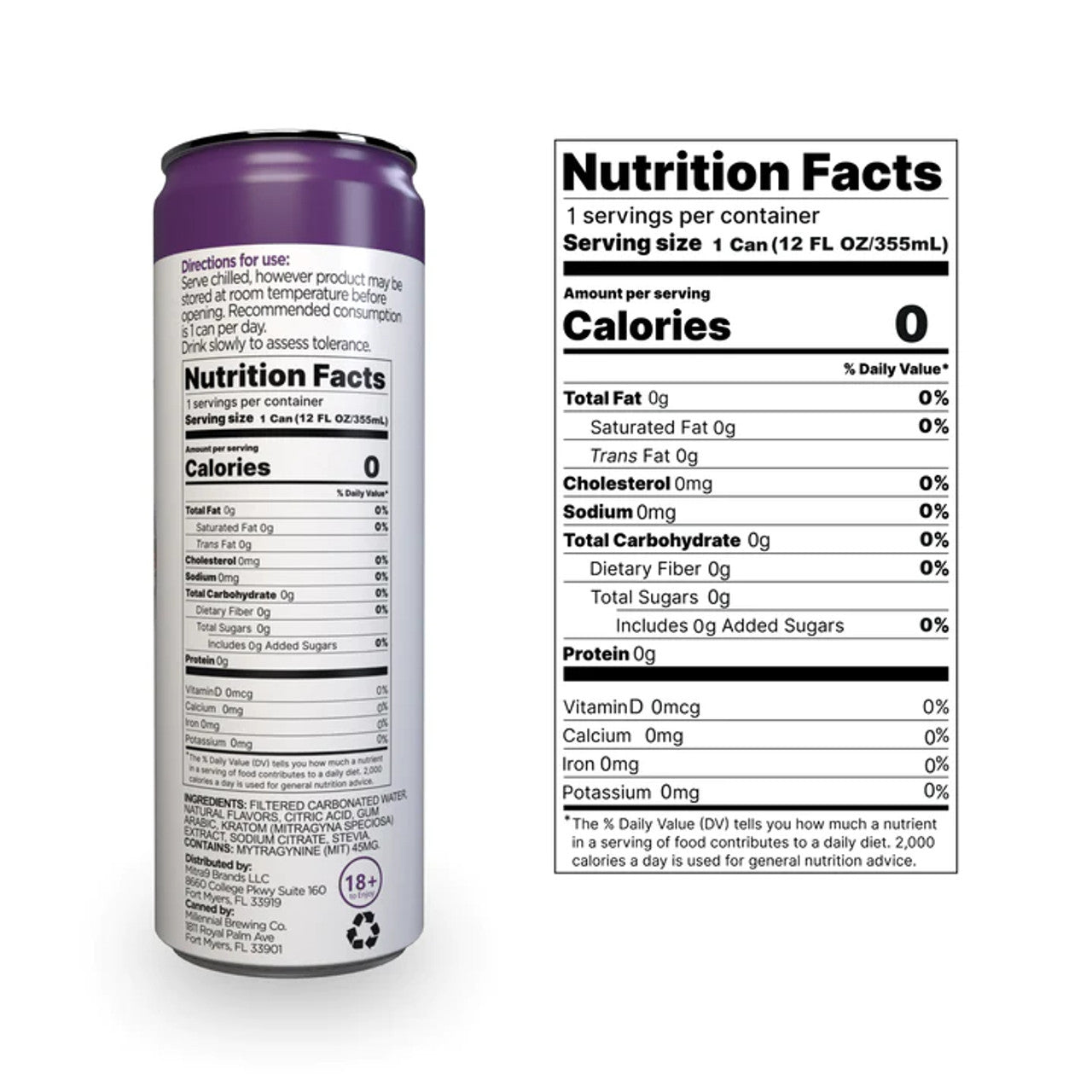 Mitra9 - Kratom Seltzer - 45mg - 12oz