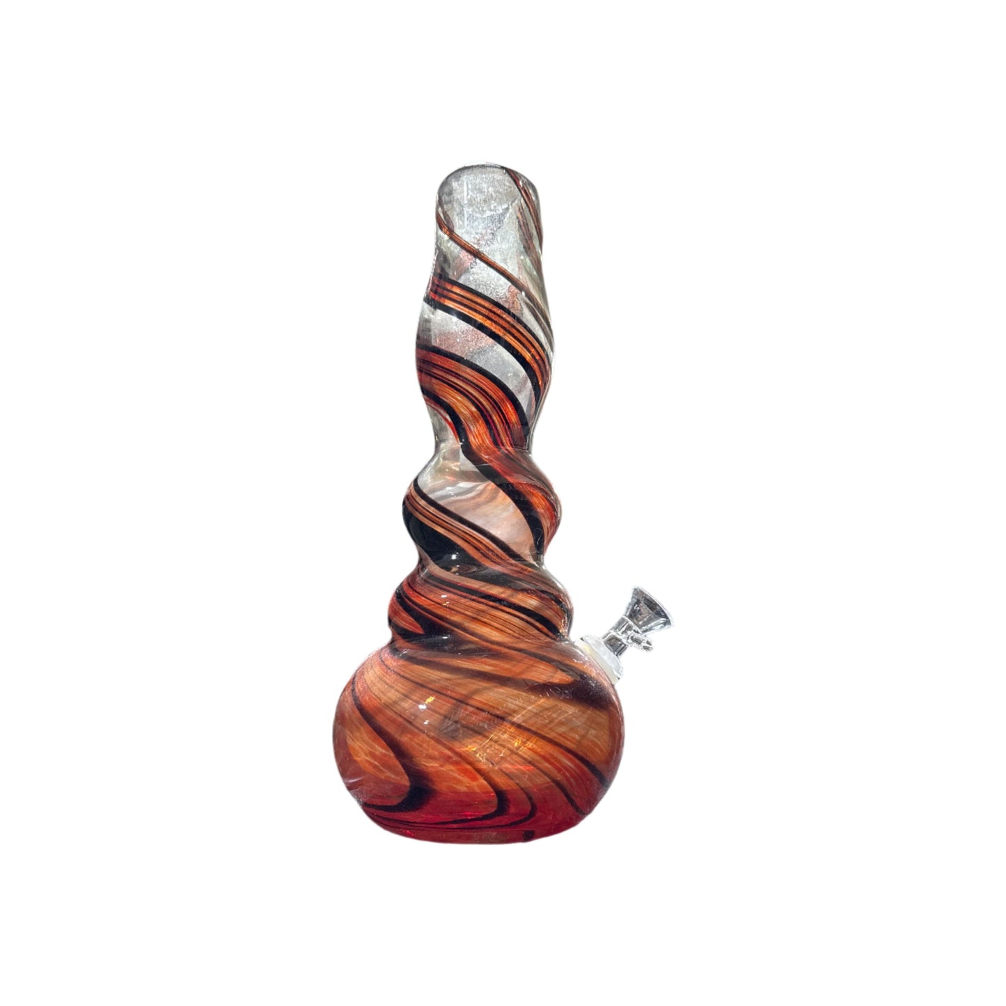Soft Glass - Water Pipe - Glass on Glass - Round Wide Neck - 12"