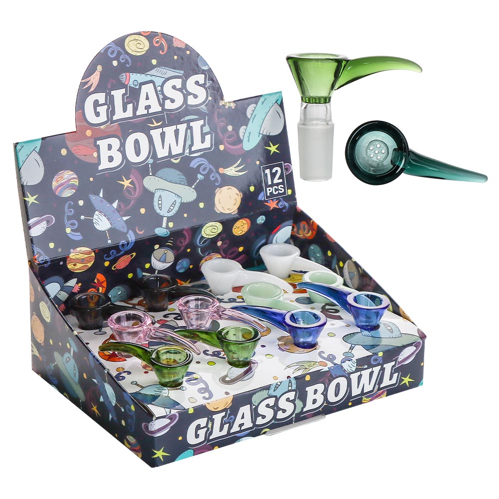 Glass Bowls - 14mm Honeycomb Screen w/ Horn - Asst - 12ct