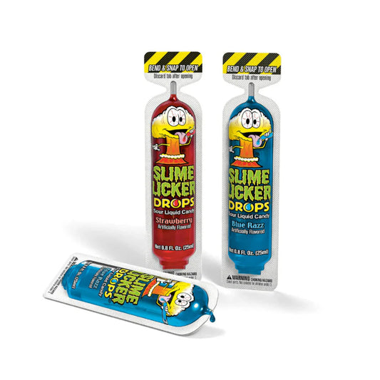 Slime Licker Drops Sour Liquid Candy - Blue Razz / Strawberry - 30ct