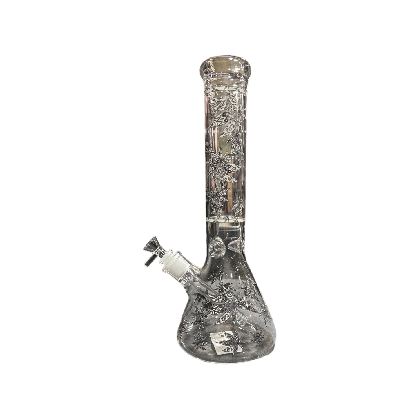 Beaker Bong - 14" LeafScript - Glow in the Dark - HXCP406P-J