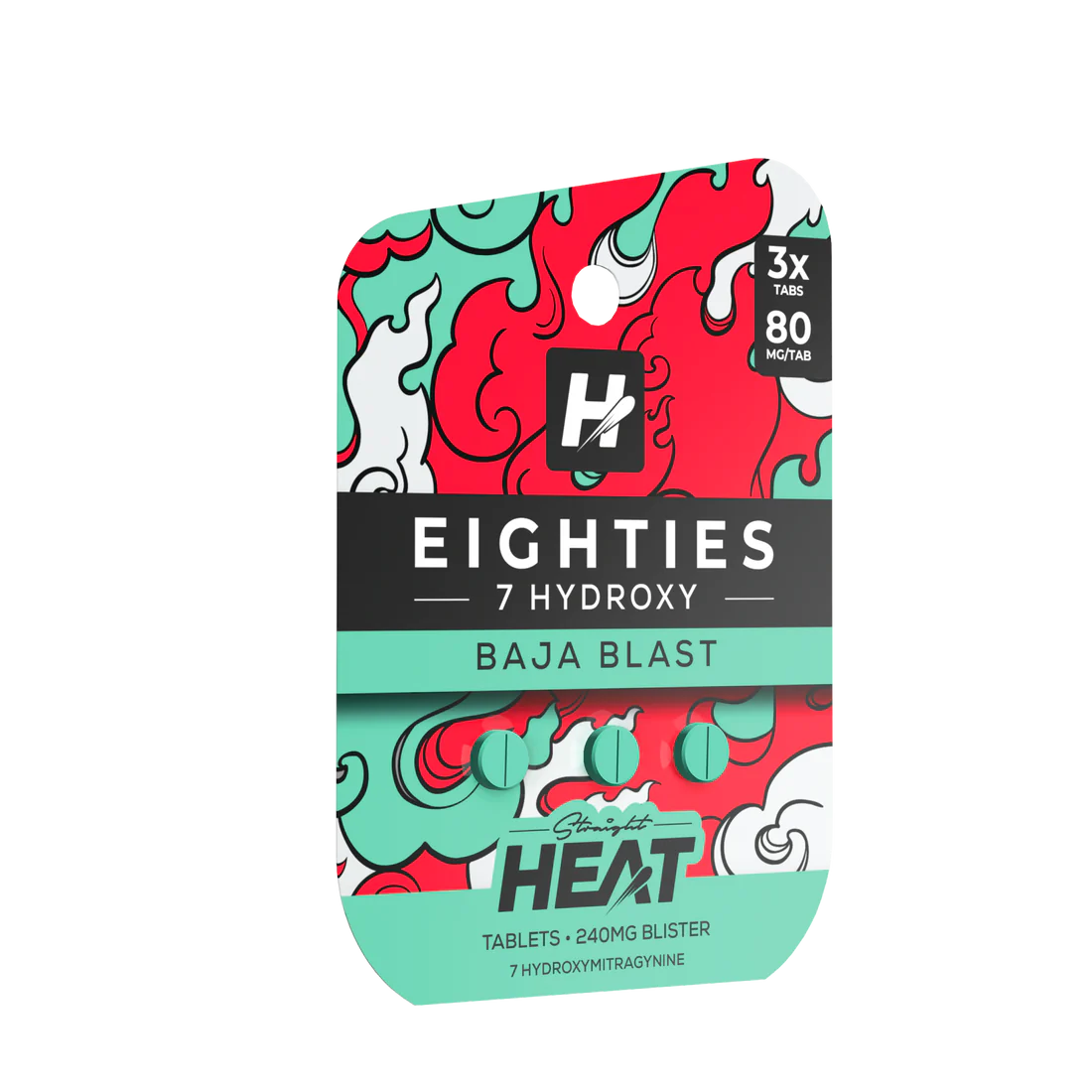 Straight Heat - 80mg 7-OH Tabs - Baja Blast - 3pk - 10ct +