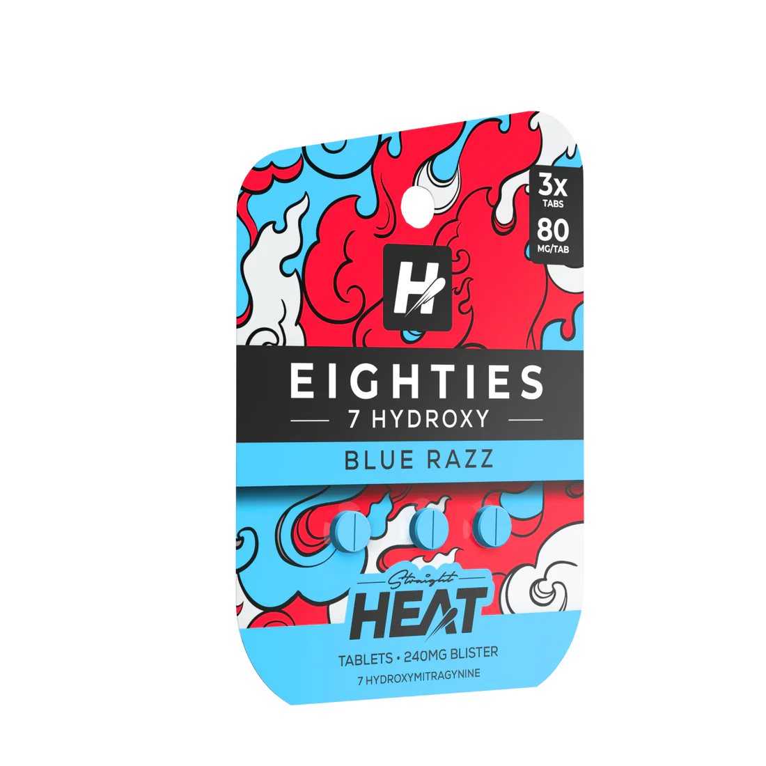 Straight Heat - 80mg 7-OH Tabs - Blue Razz - 3pk - 10ct +