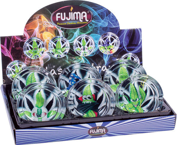 Fujima - Ashtray - Glass Round Leaf Toon 3.5" - 6ct