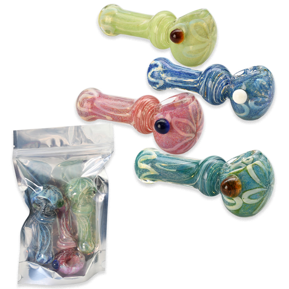 Hand Pipes - 4" Single Line Rasta - 3ct