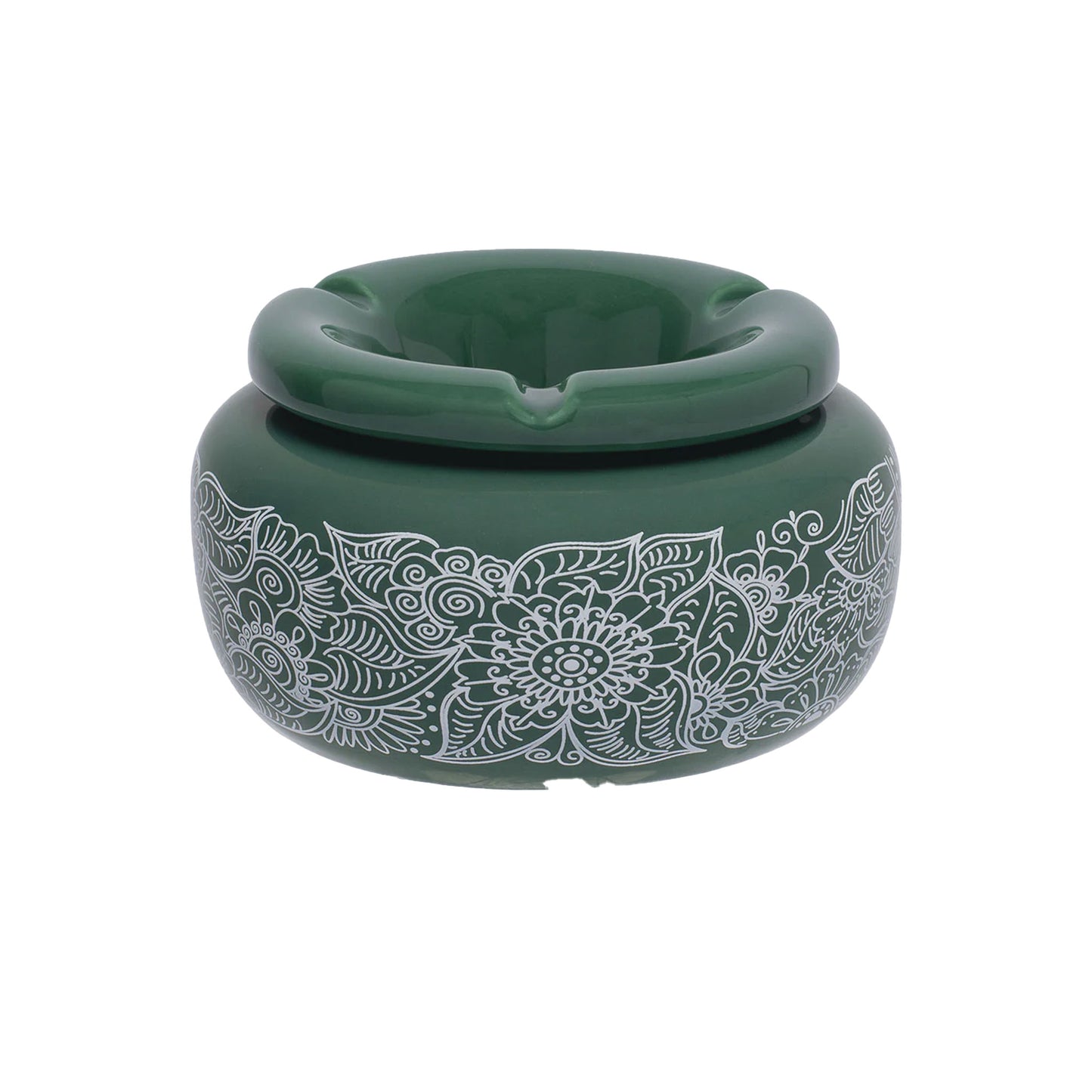 Ashtray - Moroccan Ceramic - Green Pasley - 5" - A278