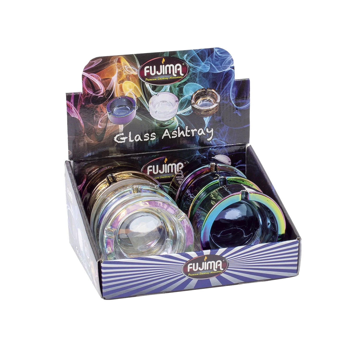 Fujima - Ashtray - Round Anodized Finish Glass - 6ct - GA39