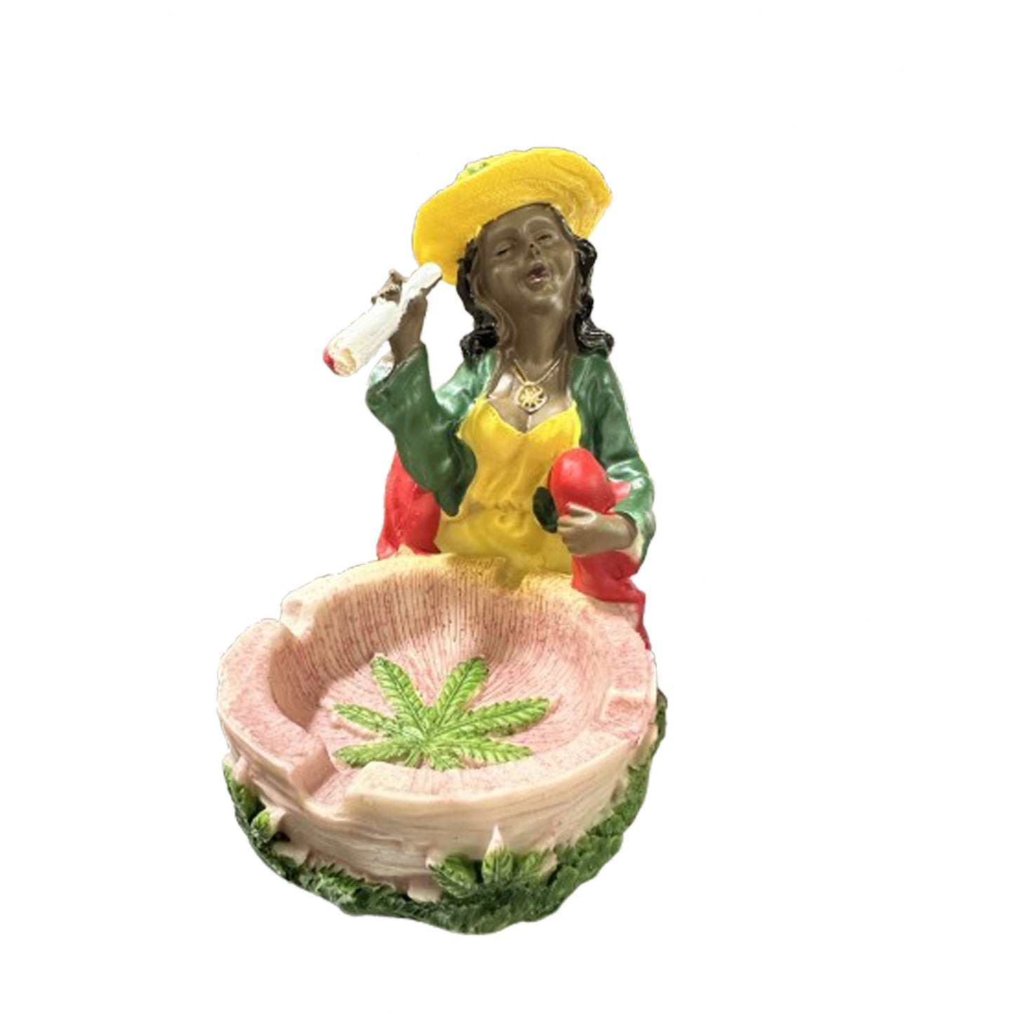 Ashtray - Jamaican Poly Resin - Sitting on Leaf - LT101