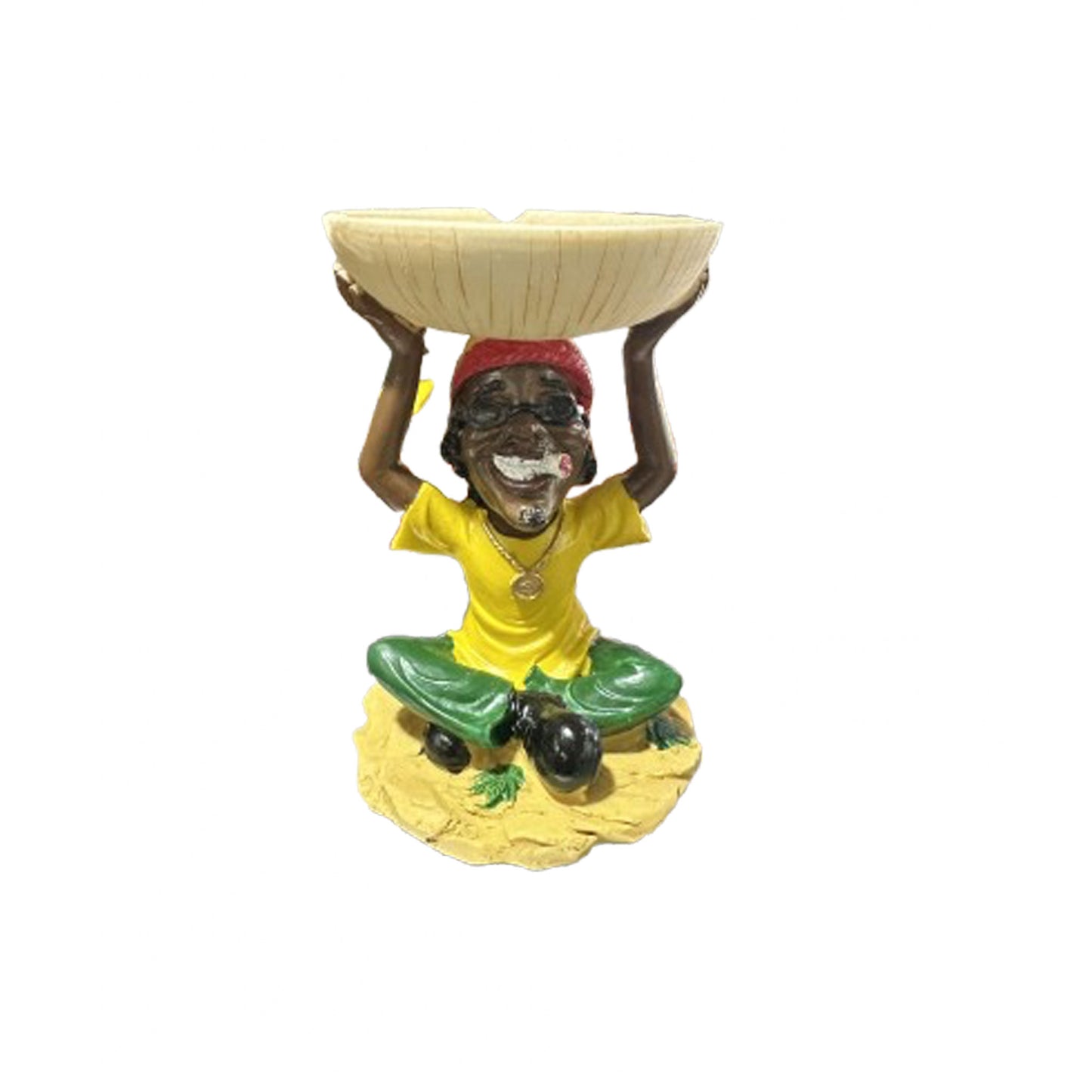 Ashtray - Jamaican Poly Resin - Basket on Back - LT193