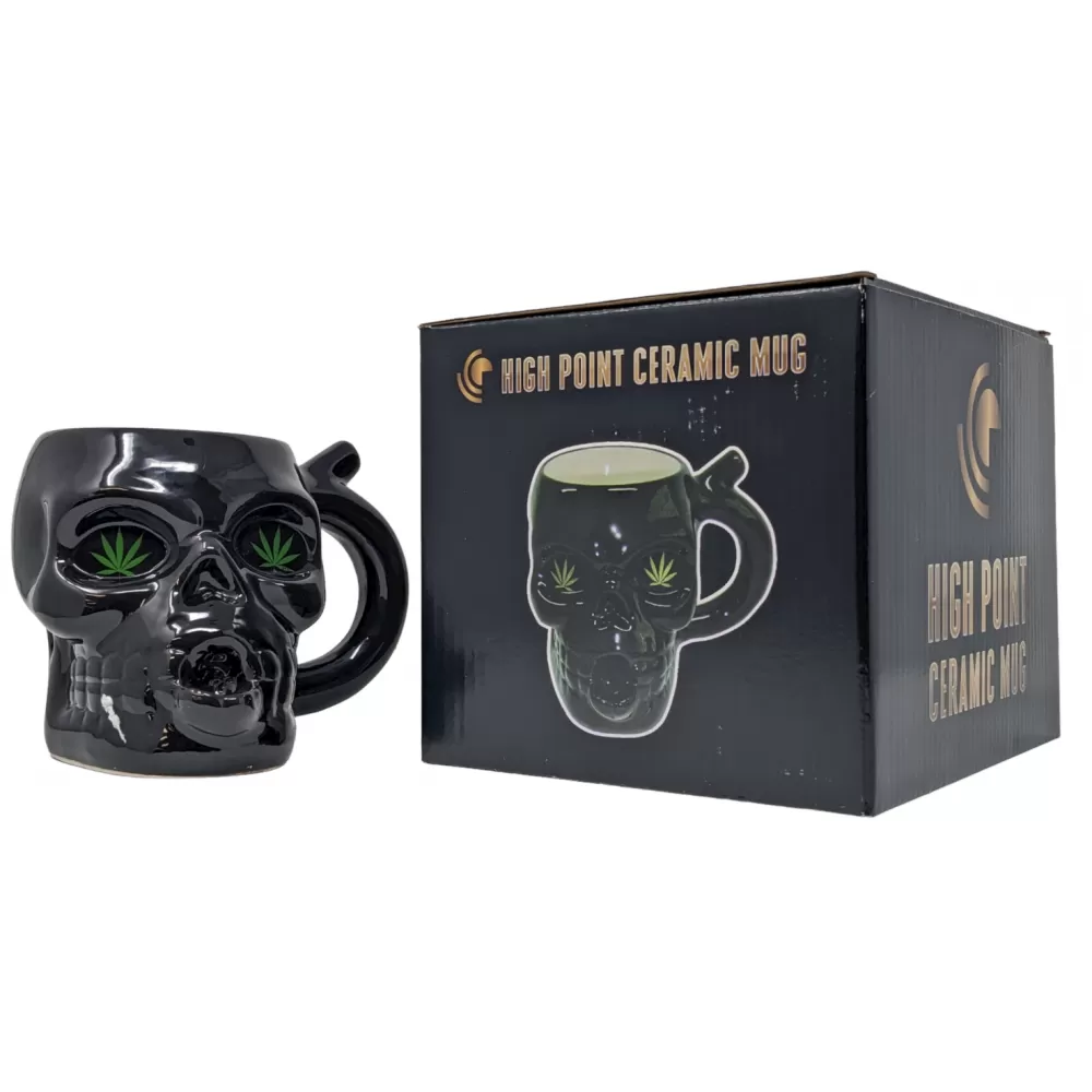 High Point Mug Pipe - Black Skull
