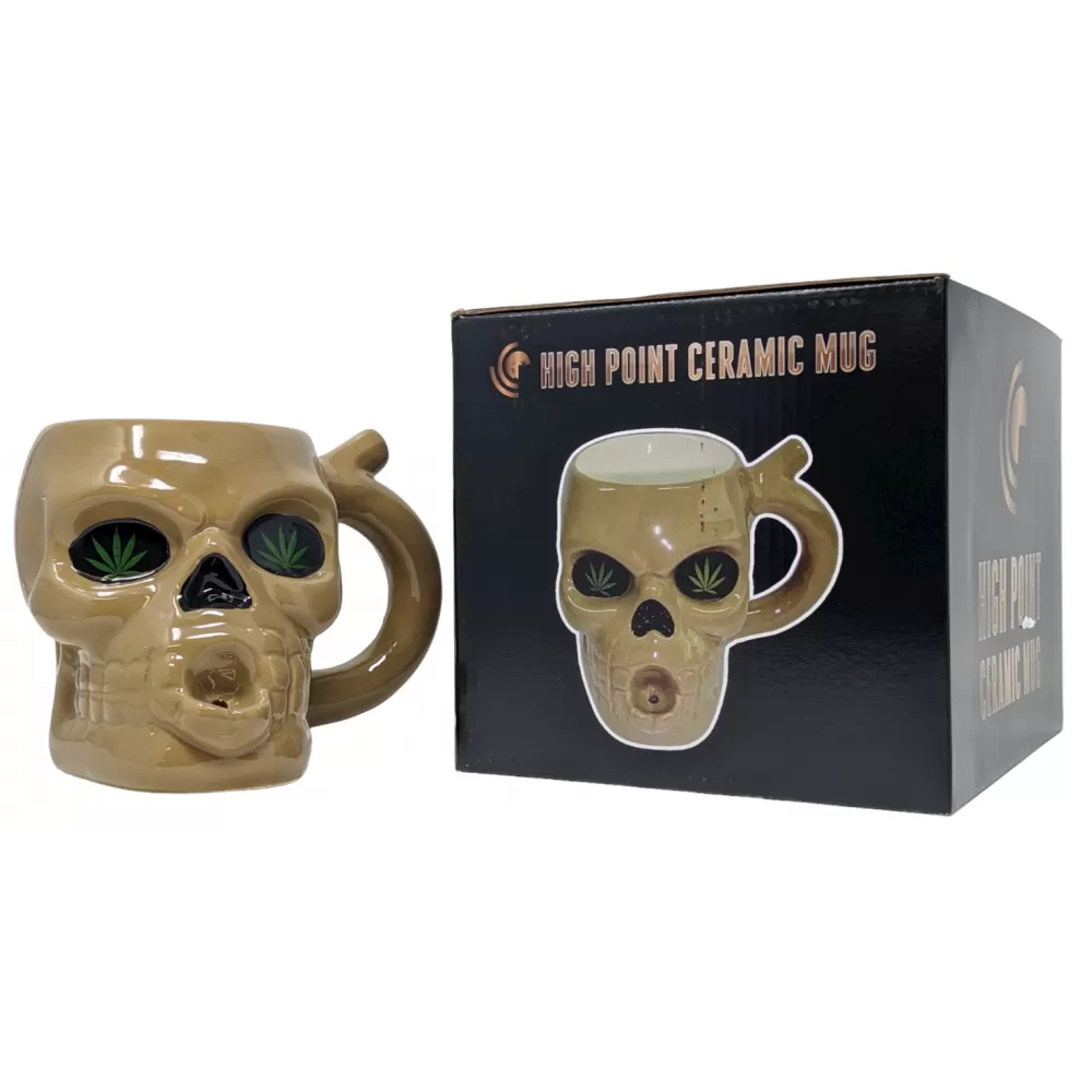 High Point Mug Pipe - Beige Skull