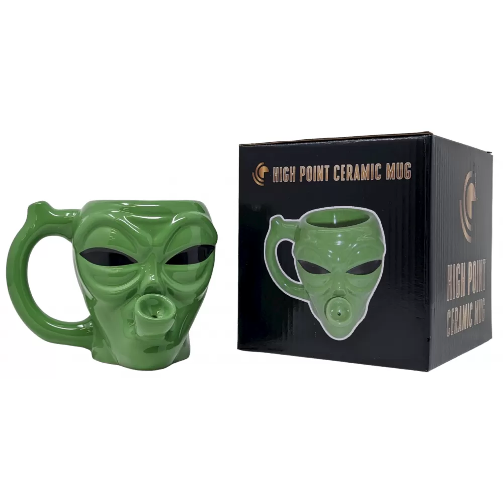 High Point Mug Pipe - Green Alien