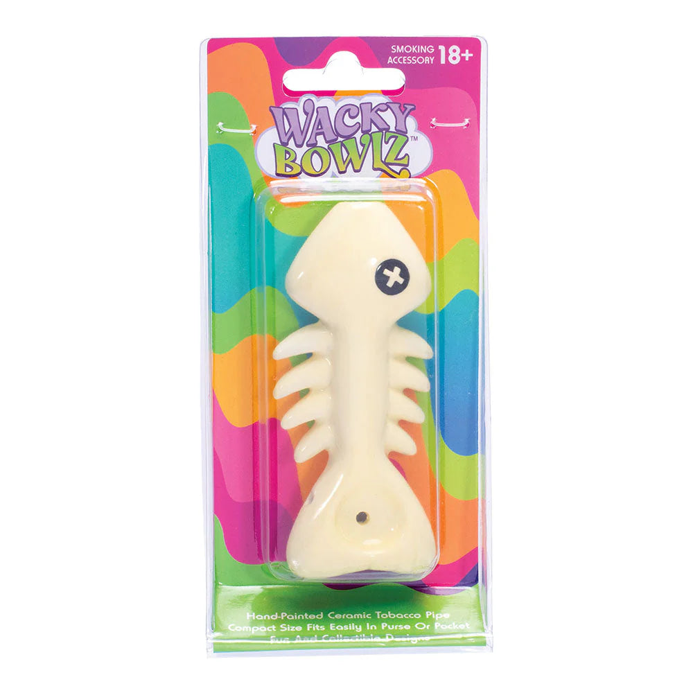 Wacky Bowlz - Ceramic Pipe - Fun Designs and Unique Shapes - 3.5" - Fish Bone