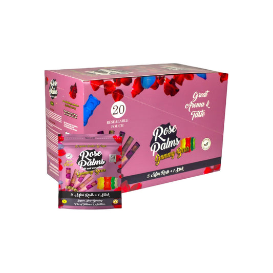 Rose Palm Cones W/Rose Petals 5 Mini Rolls W/Stick 15Ct Display - Gummy Bear