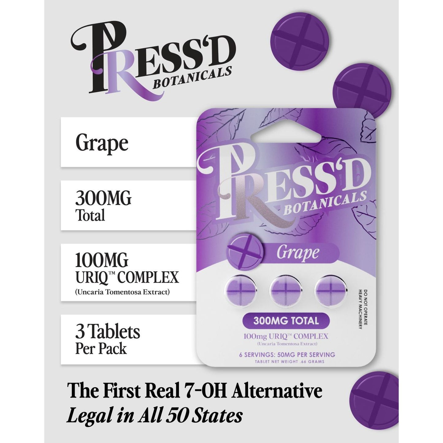 Press'd Botanicals 100mg URIQ Complex Tablets (3pk) - 10ct