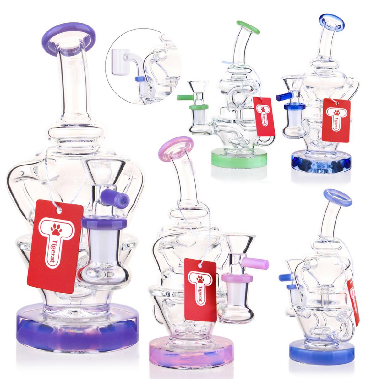 Tigerat - WP - 7" Double Chamber Recycler Dab Rig w/ Bowl & Banger