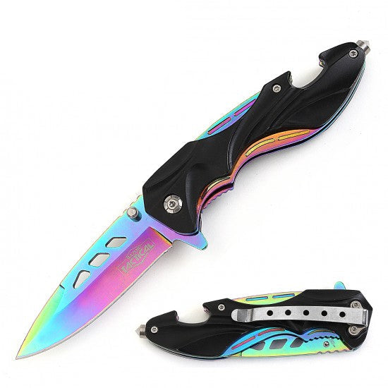 Razor Tactical - Black 4.75" Titanium Blade Premium Flip Knife