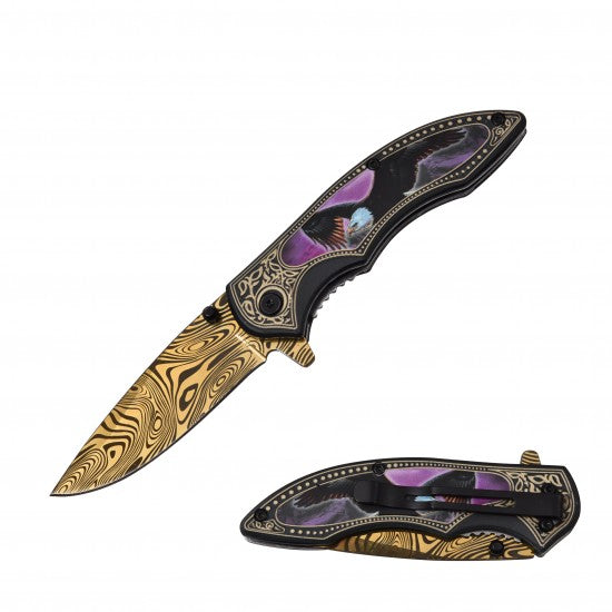 Razor Tactical - Eagle Gold Titanium Blade Premium Flip Knife