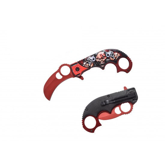 Razor Tactical - Red Skull 4.5" Premium Flip Knife