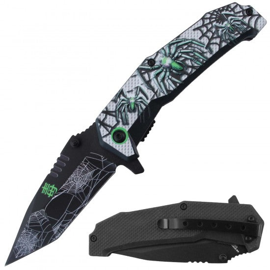 Razor Tactical - Green Spider 3D Printed 4.5" Premium Flip Knife