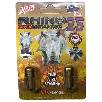 Rhino 25 - Enhancer - Titanium 500K Caps - 2pk - 24ct