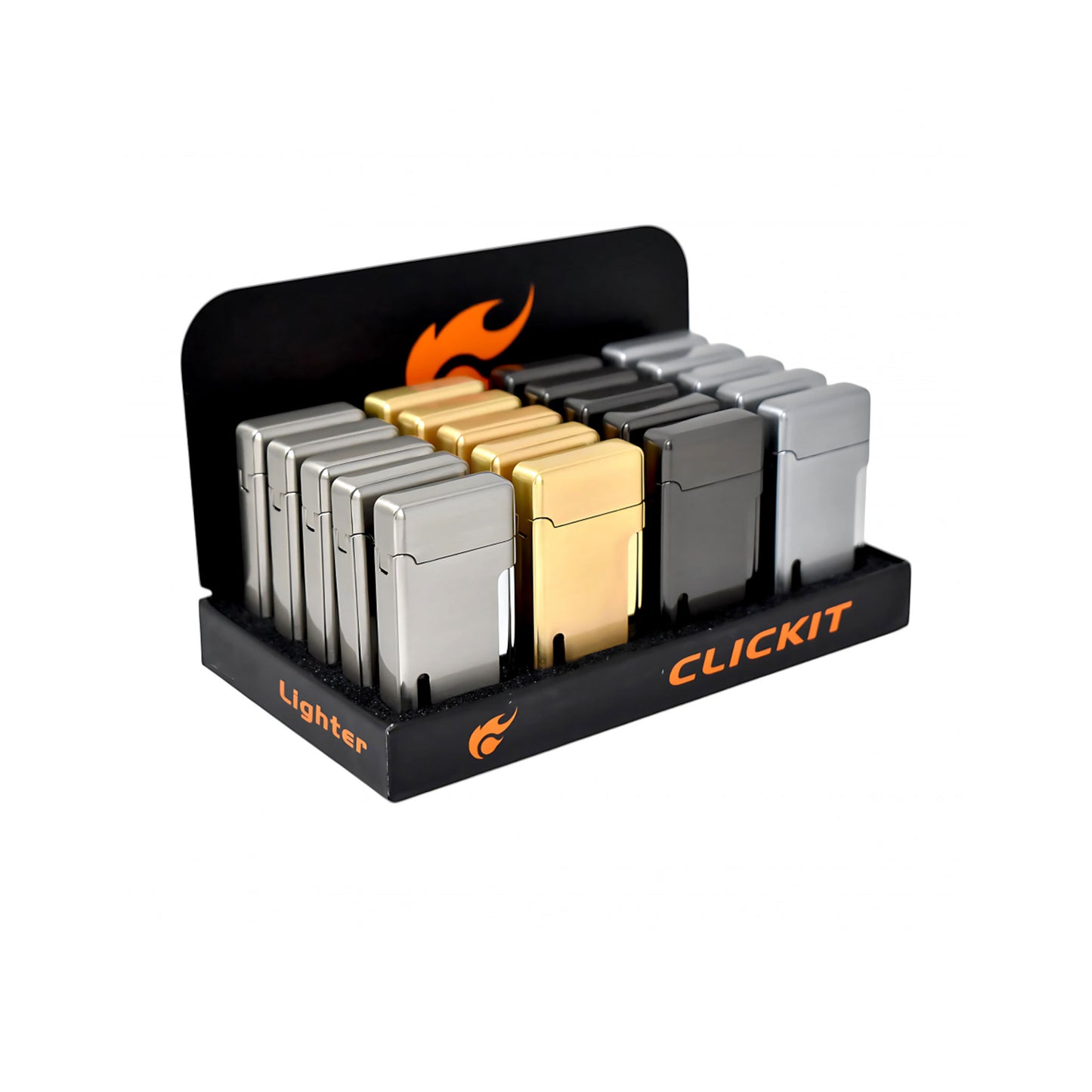 Clickit - Torch Lighter - Metal Flip Open Double - 20ct