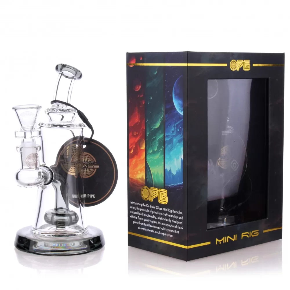 On Point Glass - Pocket Puddle Mini w/ Matrix Perc - Water Pipe - Blue D 5"