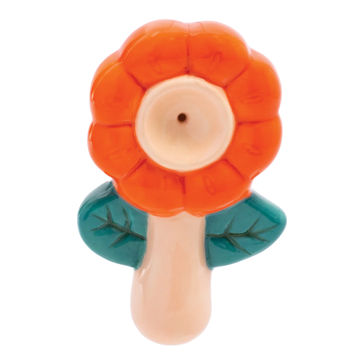 Wacky Bowlz - Ceramic Pipe - Fun Designs and Unique Shapes - 3.5" - Flower Orange