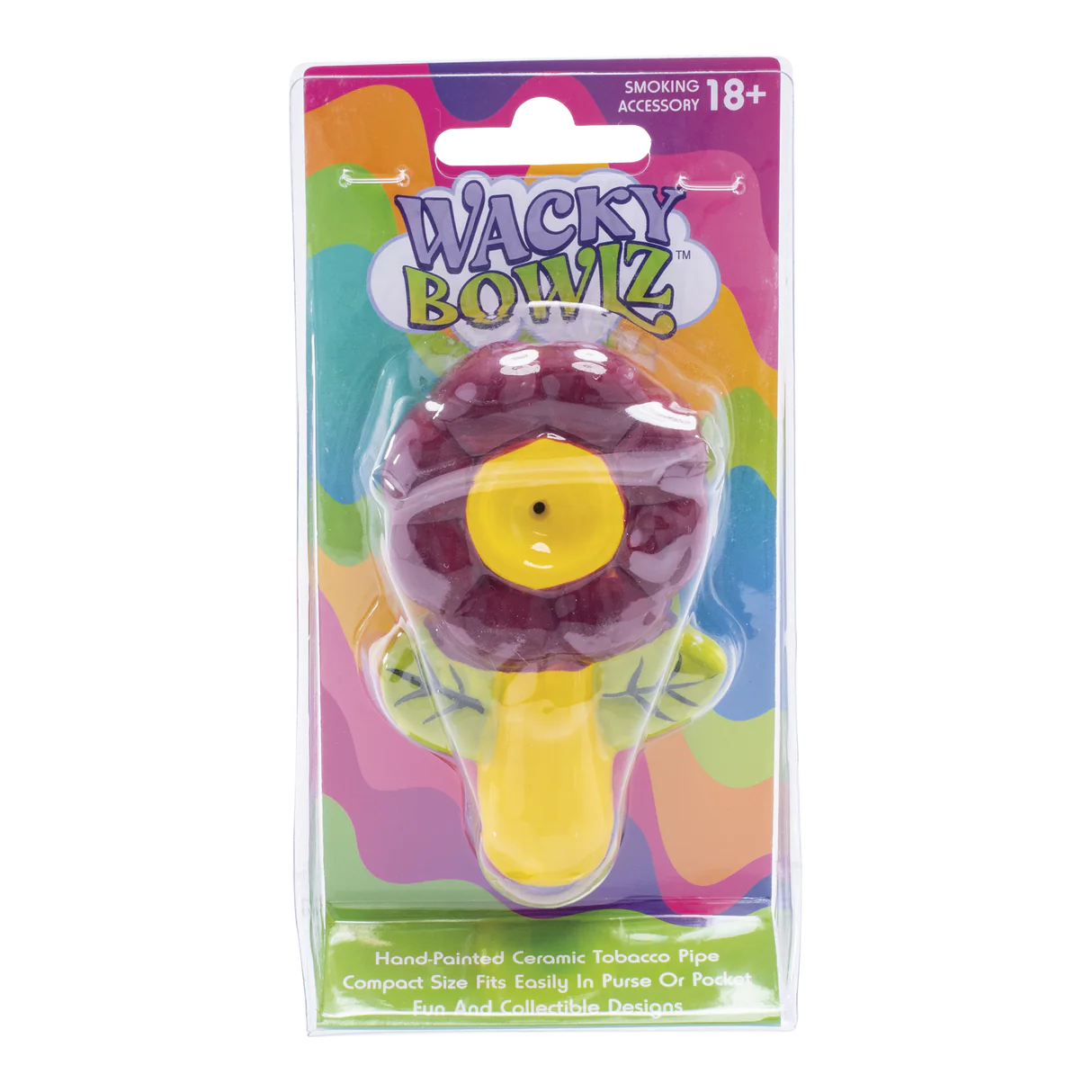 Wacky Bowlz - Ceramic Pipe - Fun Designs and Unique Shapes - 3.5" - Flower Purple