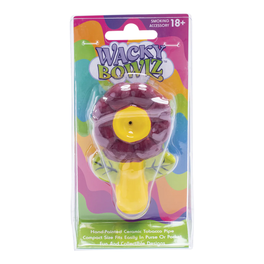 Wacky Bowlz - Ceramic Pipe - Fun Designs and Unique Shapes - 3.5" - Flower Purple
