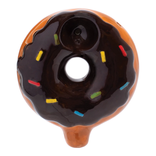 Wacky Bowlz - Ceramic Pipe - Fun Designs and Unique Shapes - 3.5" - Chocolate Donut